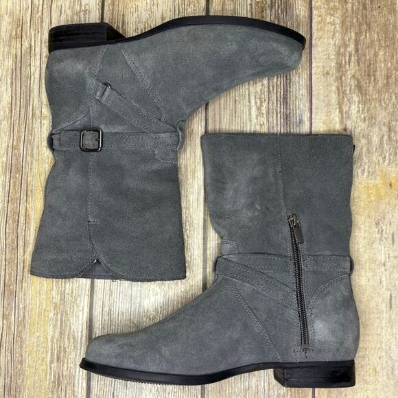 Koolaburra by UGG Elista Grey Suede Mid-Calf Biker Boot Womens SZ 6.5 - Picture 5 of 8